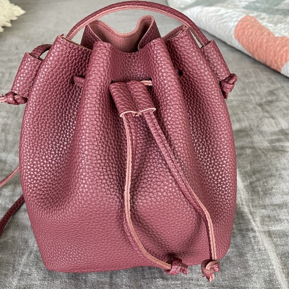 Maroon Drawstring Bucket Bag - Picture 2 of 5